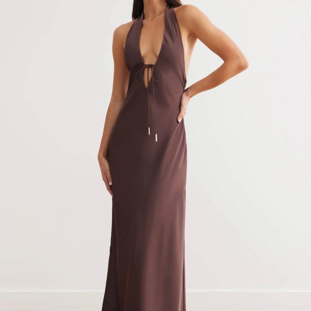 Chic Halter Maxi Dress in Rich Brown